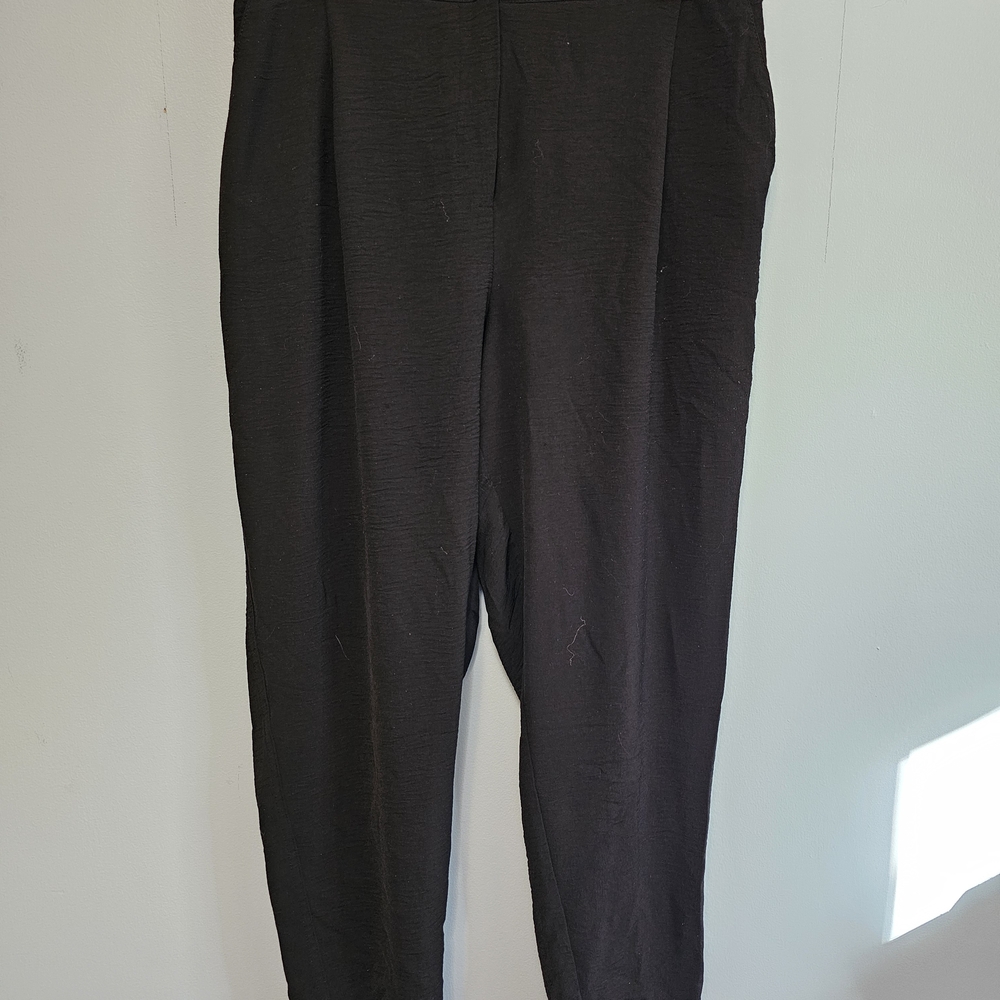 Black High-Waisted Crepe Pants